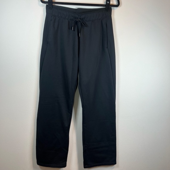 Nike Women's Therma-Fit Pants Black Training Fleece Wide Leg Pockets Medium Long - Picture 1 of 10